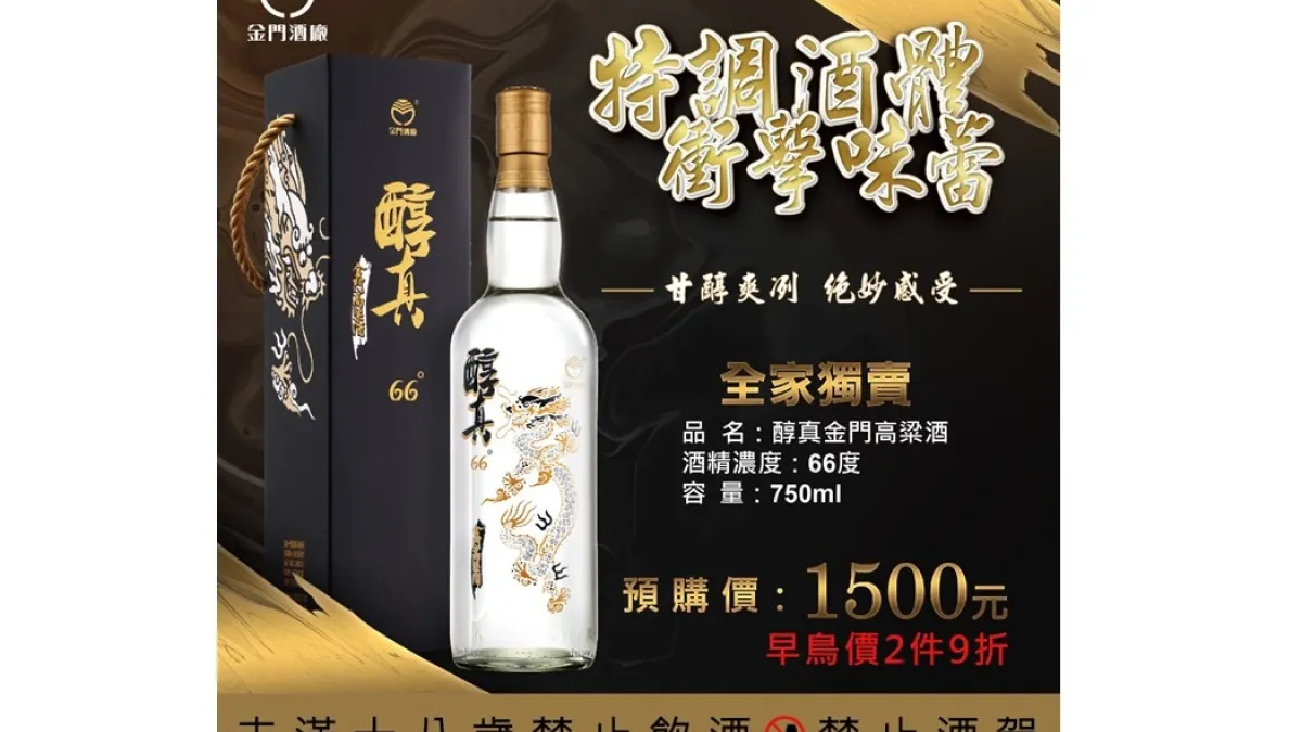 醇真66度金門高粱酒。圖片來源/喜寶國際