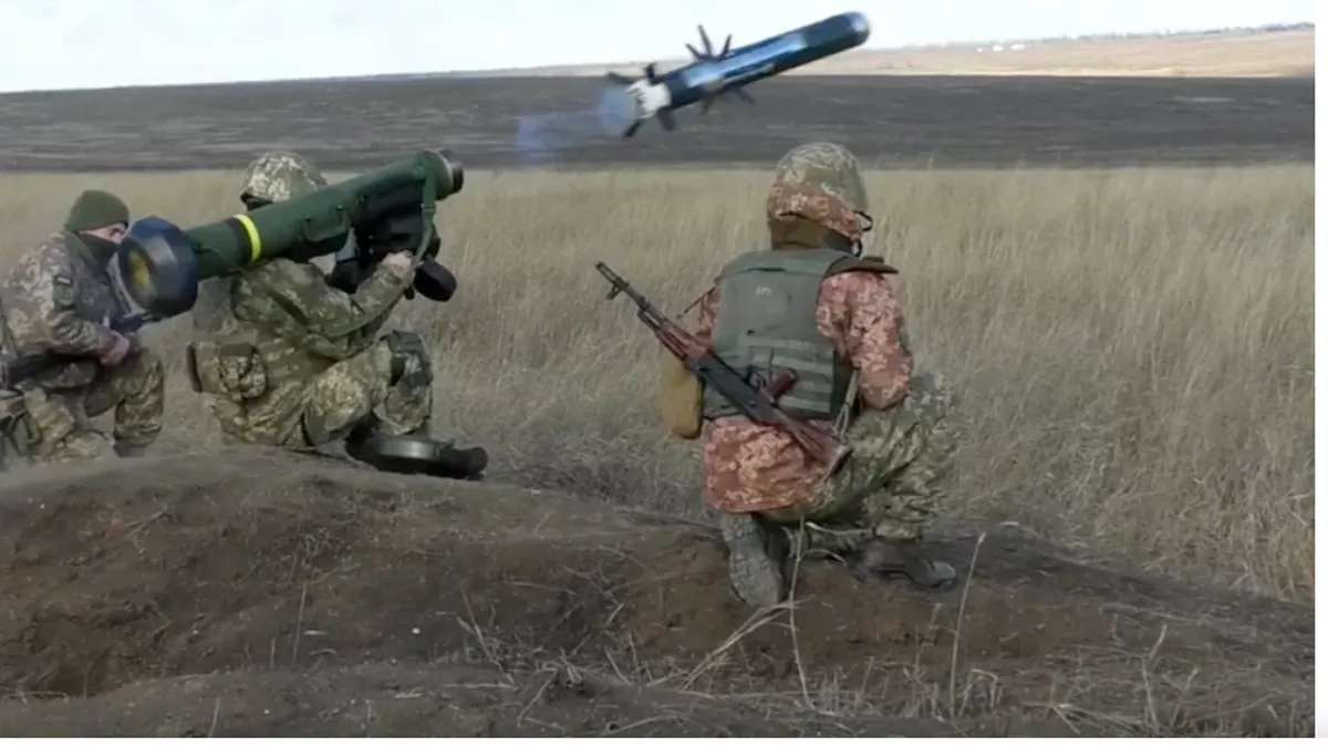 烏克蘭士兵在烏克蘭頓涅茨克地區的軍事演習中發射了一枚美國標槍導彈。(烏克蘭國防部新聞服務通過美聯社供稿) 烏克蘭士兵在烏克蘭頓涅茨克地區的軍事演習中發射了一枚美國標槍導彈。(烏克蘭國防部新聞服務通過美聯社供稿)