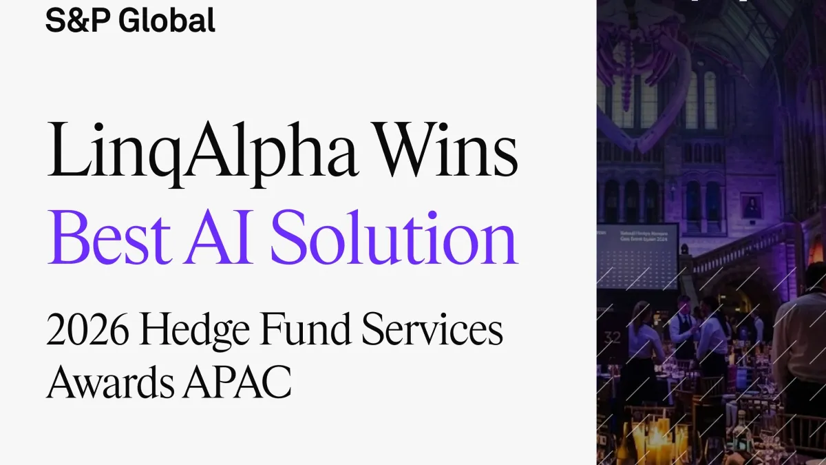 LinqAlpha Wins Best AI Solution at the 2026 Hedge Fund Services Awards