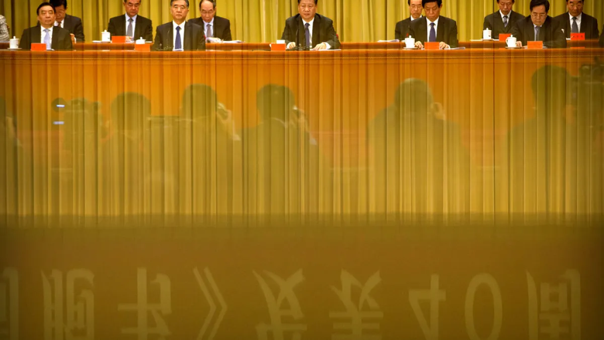 習近平2日在人民大會堂發表《告台灣同胞書》。(美聯社)