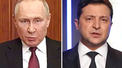 俄羅斯總統普京與烏克蘭總統哲連斯基。(美聯社)