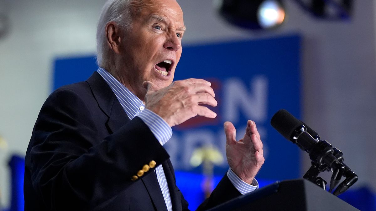 2024年7月,美國總統拜登在威斯康辛州的競選集會上發表講話。(美聯社) 2024年7月,美國總統拜登在威斯康辛州的競選集會上發表講話。(美聯社)