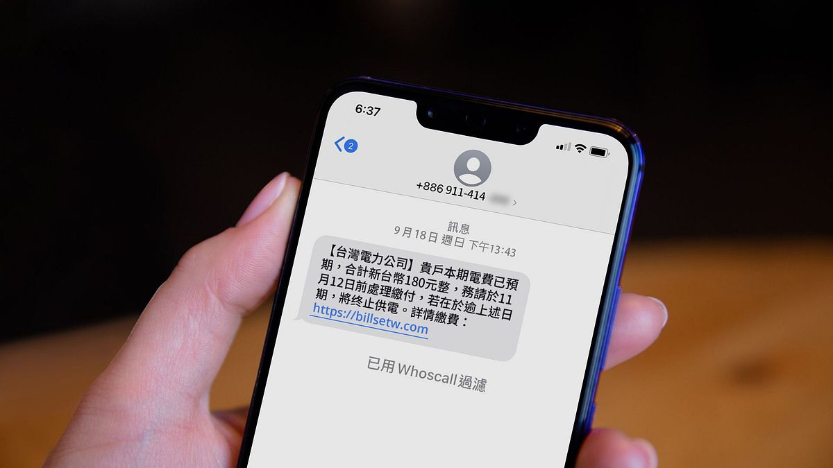 台灣今年最常見的騙術,是催繳水電費或交通罰款的釣魚簡訊。(Gogolook提供) 台灣今年最常見的騙術,是催繳水電費或交通罰款的釣魚簡訊。(Gogolook提供)