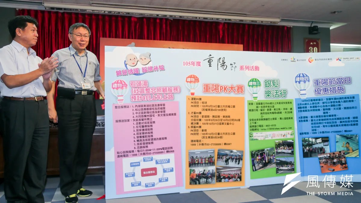 重陽節將至,重陽敬老金議題再生波瀾,國民黨台北市議員王欣儀指出,柯文哲父母目前仍領重陽敬老金,為何柯不能將心比心?圖為柯文哲日前出席重陽銀髮服務升級記者會。(資料照,陳明仁攝)