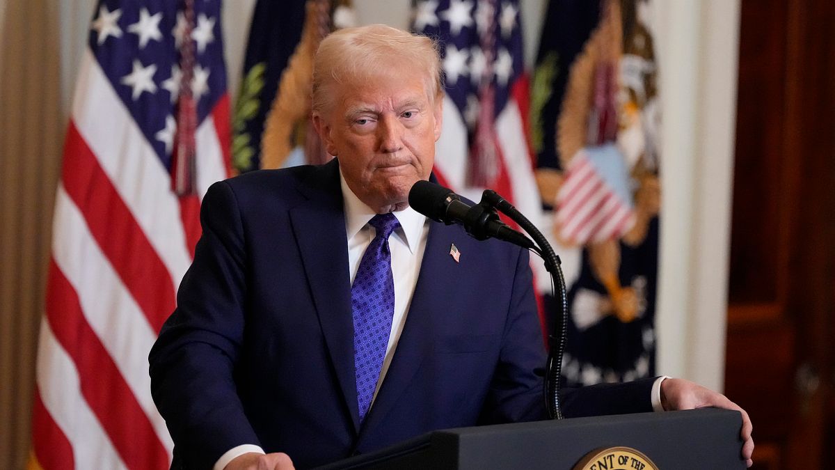 2025年1月29日,美國總統川普在白宮東廳發表談話。(美聯社) 2025年1月29日,美國總統川普在白宮東廳發表談話。(美聯社)