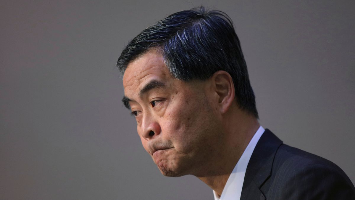 香港特首梁振英9日突然宣布不會競選連任。(AP) 香港特首梁振英9日突然宣布不會競選連任。(AP)