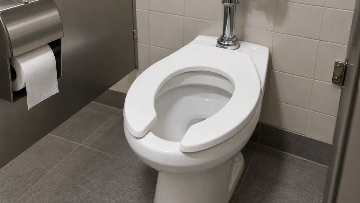 Why do some public toilet seats have a gap at the front? It is not a defect, and the real reason surprises many people. (Illustrative image, AI-generated)