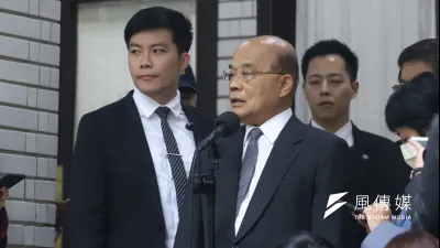 針對萊牛事件,行政院長蘇貞昌13日在立法院受訪時進行說明。(陳品佑攝)