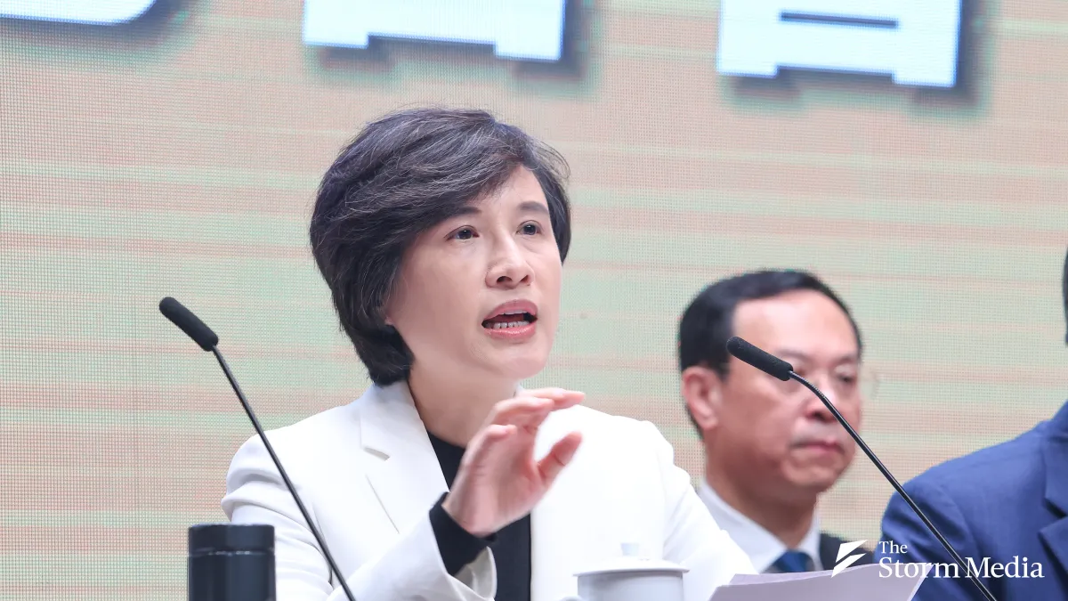 Vice Premier Cheng Li-chun briefed the media on the latest Taiwan-US tariff situation on February 24. (Photo / Yan Lin-yu)