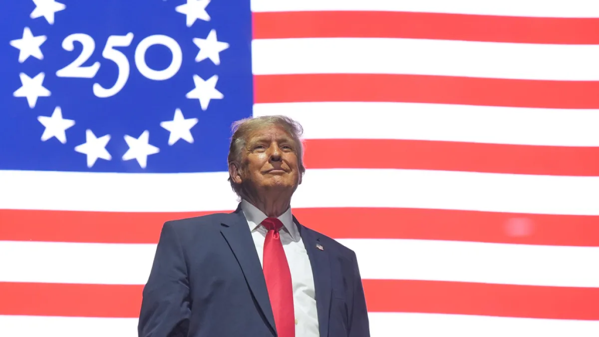 U.S. President Trump attends celebrations marking the 250th anniversary of American independence. (AP)