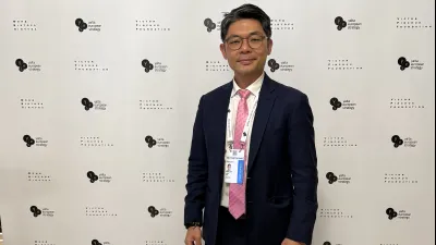 2025年9月12日,前立委、哈德遜研究所資深研究員許毓仁參加在烏克蘭首都基輔舉行的雅爾達歐洲戰略會議(Yalta European Strategy,YES)致詞。(許毓仁提供)