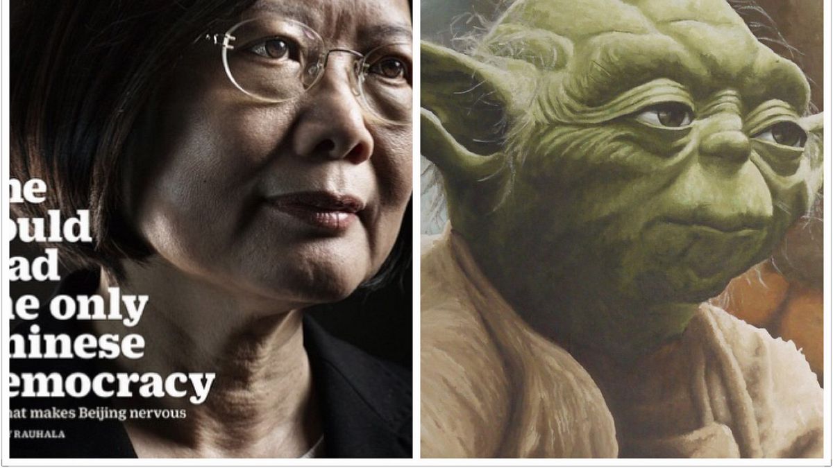 蔡英文與尤達大師。(取自網友小潘) 蔡英文與尤達大師。(取自網友小潘)