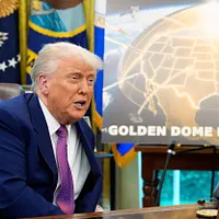 2025年5月20日、アメリカのトランプ大統領が「ゴールデンドーム」ミサイル防衛システム計画を説明。(AP通信) 2025年5月20日、アメリカのトランプ大統領が「ゴールデンドーム」ミサイル防衛システム計画を説明。(AP通信)