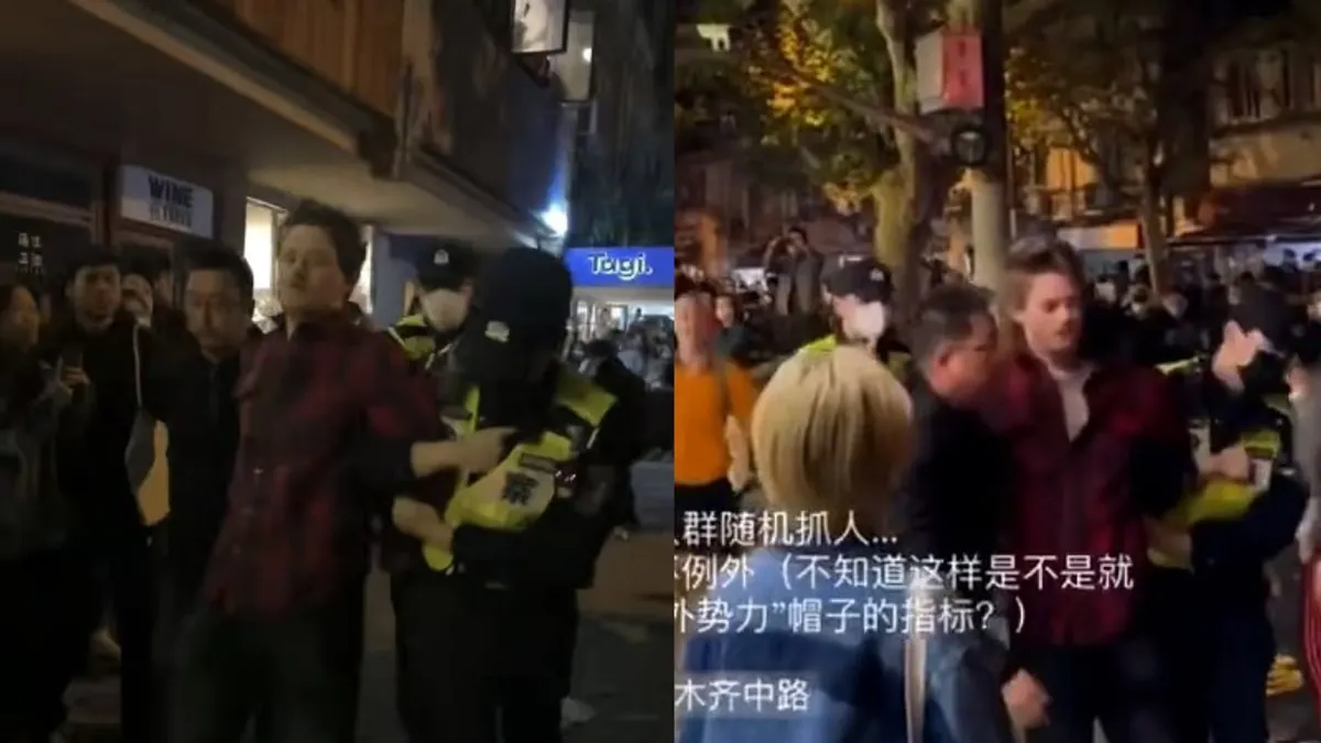 BBC記者在上海採訪「白紙革命」遭到逮捕。(圖/取自推特) BBC記者在上海採訪「白紙革命」遭到逮捕。(圖/取自推特)