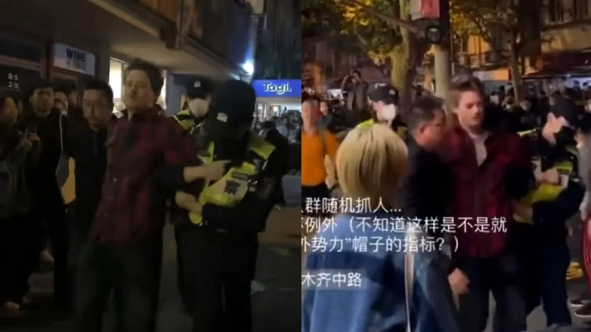 BBC記者在上海採訪「白紙革命」遭到逮捕。(圖/取自推特)