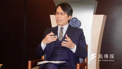 海基會副秘書長黎寶文說明台商春節聯誼活動相關事宜。(楊騰凱攝)