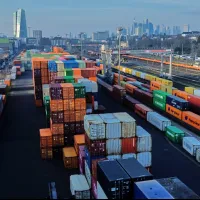 Shipping containers were piled up at a cargo terminal in Frankfurt, Germany on January 23, 2026. As global supply chains undergo restructuring, developments at Europe’s logistics hubs are drawing close attention. (AP) Shipping containers were piled up at a cargo terminal in Frankfurt, Germany on January 23, 2026. As global supply chains undergo restructuring, developments at Europe’s logistics hubs are drawing close attention. (AP)