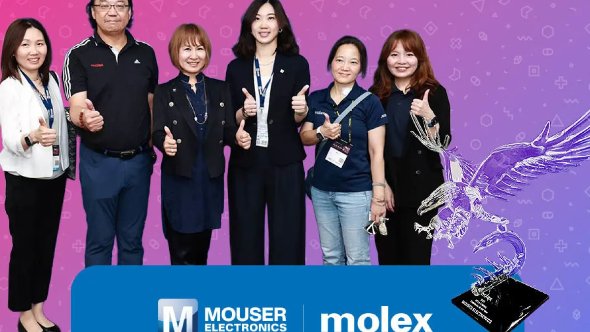 Mouser Receives Molex's APAC e-Catalogue Distributor of the Year Award for Eighth Consecutive Year