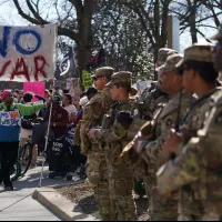 U.S. National Guard troops stand watch near the White House in Washington as protesters demonstrate against U.S. and Israeli strikes on Iran. (AP) U.S. National Guard troops stand watch near the White House in Washington as protesters demonstrate against U.S. and Israeli strikes on Iran. (AP)