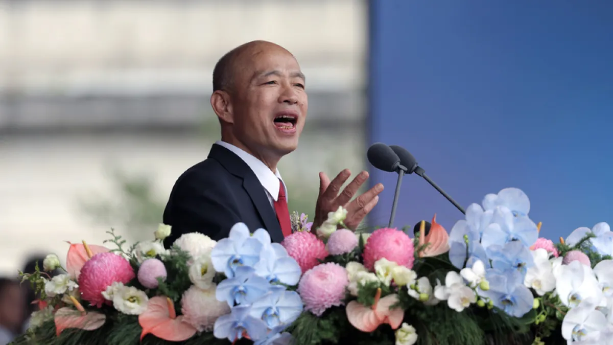 立法院韓國瑜國慶致詞,直指大罷免是「政治獵殺」。(中央社)
