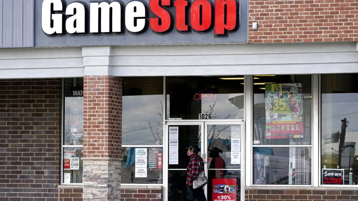 美國影音遊戲銷售商GameStop成為華爾街交投最活躍的個股之一。(AP)