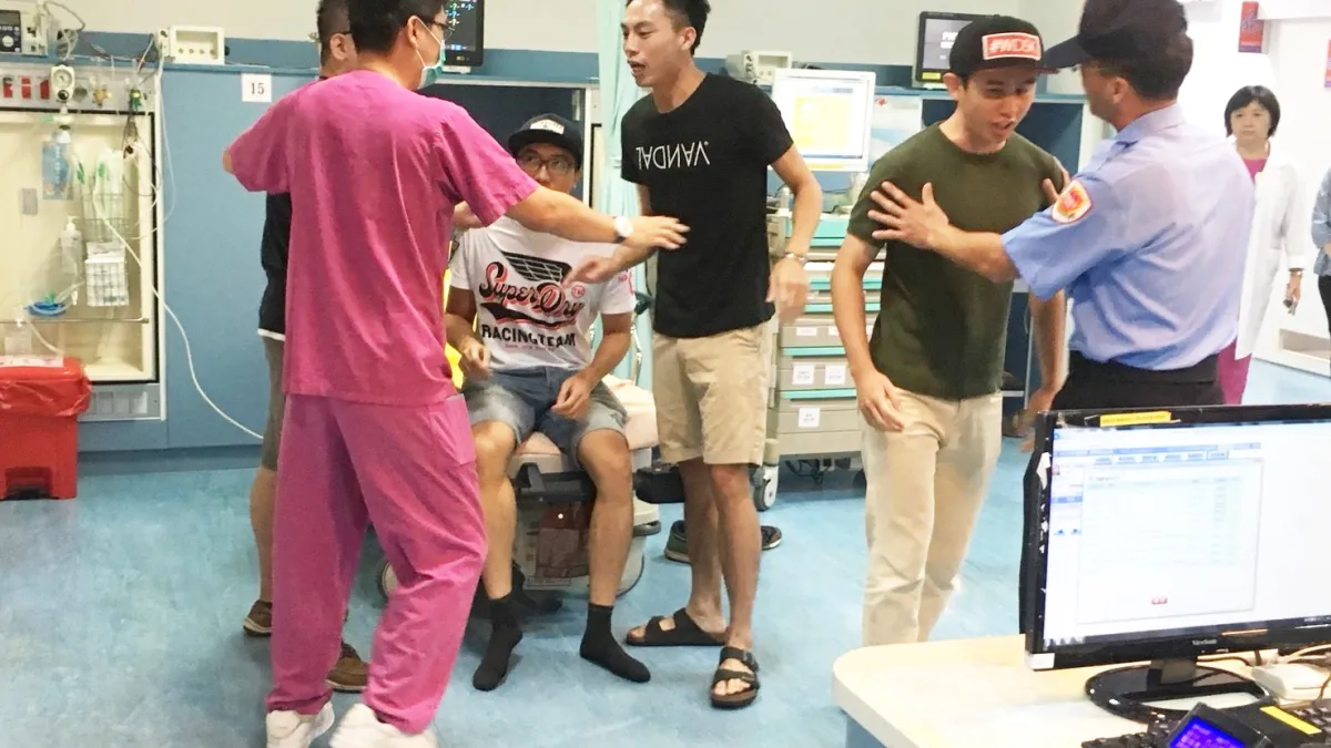 台北ˋ榮民總醫院今(31)日舉行醫療防暴力演練。(台北榮民總醫院提供)