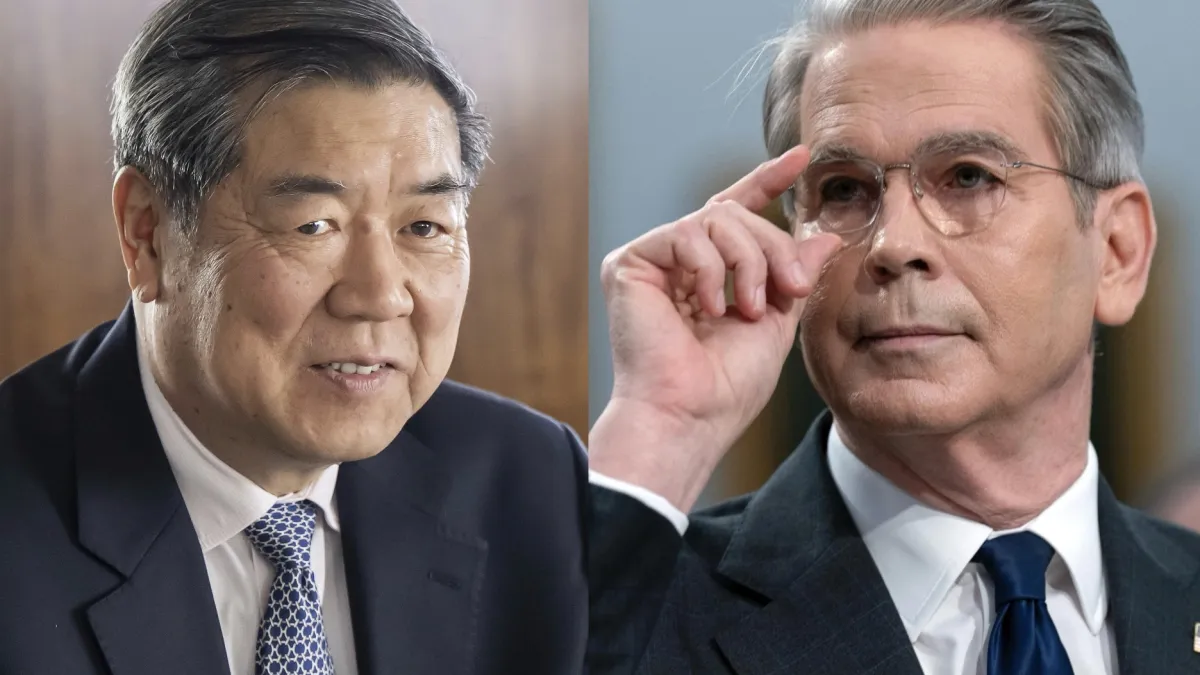 美國財長貝森特與中國國務院副總理何立峰談判達到關稅戰暫緩90天的結論。(美聯社,風傳媒合成)