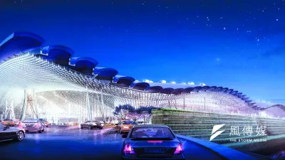 羅傑斯為桃機三航站設計出台灣傳統閩南家屋片片「瓦頂」造型的大屋頂,波浪頂再開了無數的小天窗。(Rogers Stirk Harbour + Partners網站提供)