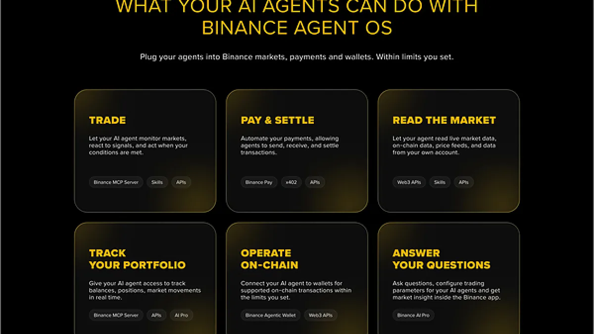 Binance Introduces Agent OS to Connect AI Applications to Financial Infrastructure