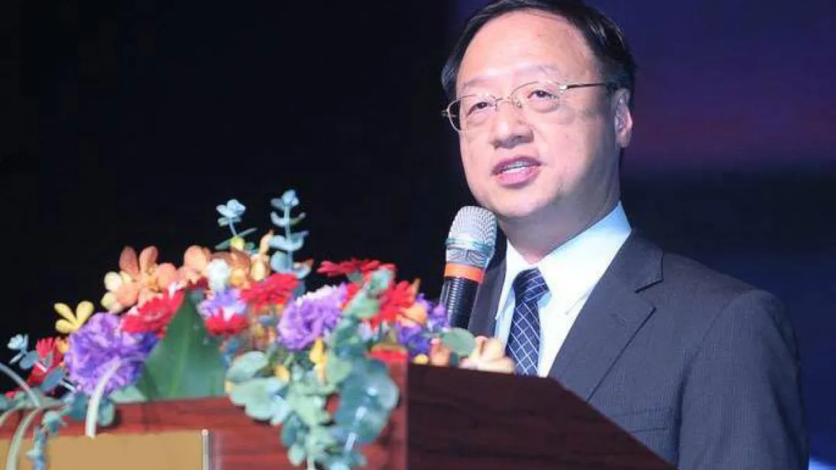 前行政院長江宜樺27日到香港發表演說,談「儒家與現代政治」。(亞太台商聯合總會臉書)