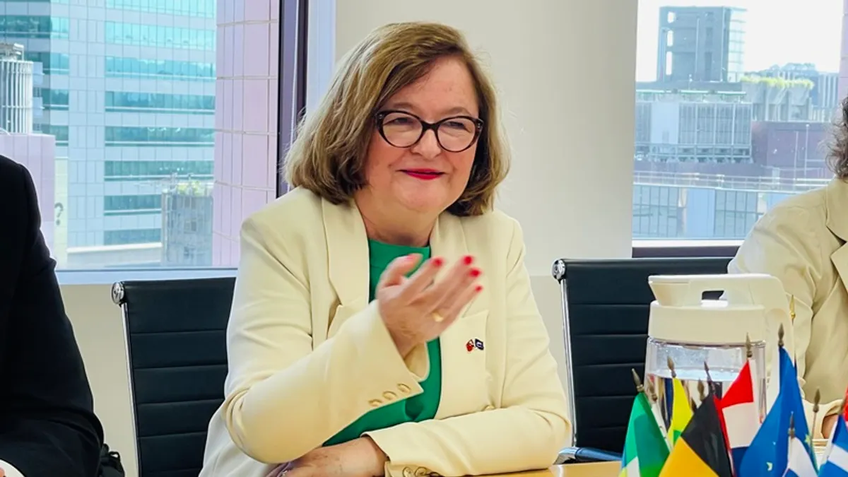 歐洲議會EUDS主席蘿瓦素(Nathalie Loiseau)表示,歐盟是可信賴的夥伴。(謝錦芳攝)