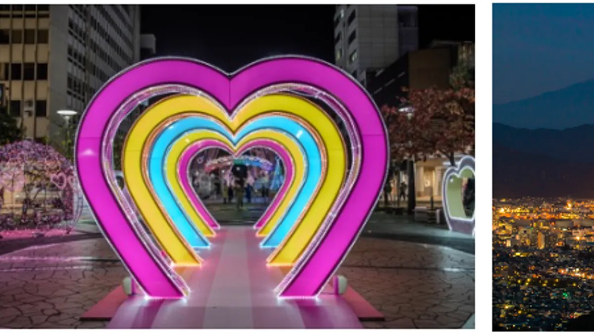 静岡市は11月21日から冬のイルミネーションイベント「おまちハートファンタジー」を開催し、日本平や駿府城公園、清水港など、市内の夜景スポットもあわせて紹介している。(写真/静岡市PR事務局提供) 静岡市は11月21日から冬のイルミネーションイベント「おまちハートファンタジー」を開催し、日本平や駿府城公園、清水港など、市内の夜景スポットもあわせて紹介している。(写真/静岡市PR事務局提供)