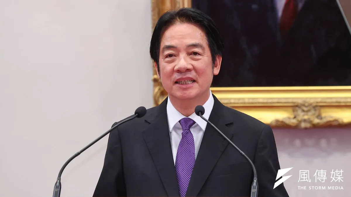 总统赖清德晚间于总统府发表谈话。 (颜麟宇摄)
