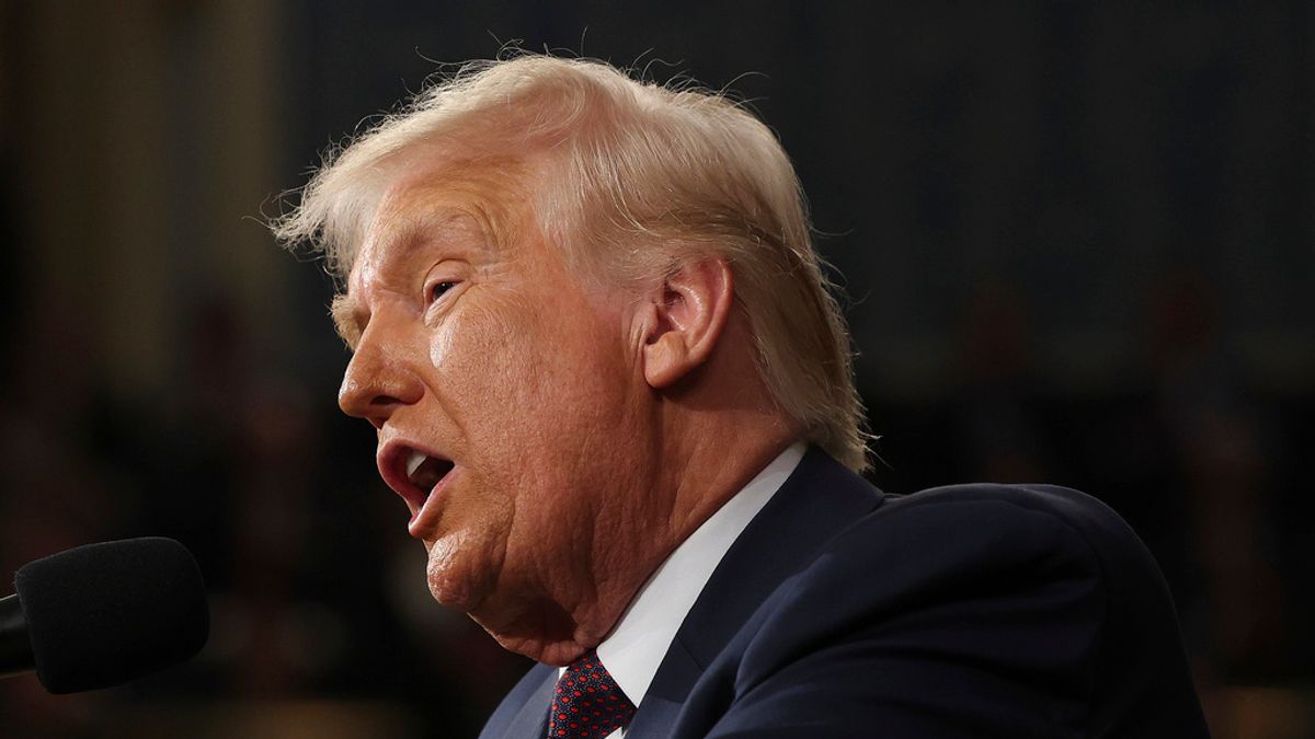 2025年3月4日。美國總統川普在華盛頓國會大廈的國會聯席會議上發表演說。(AP) 2025年3月4日。美國總統川普在華盛頓國會大廈的國會聯席會議上發表演說。(AP)