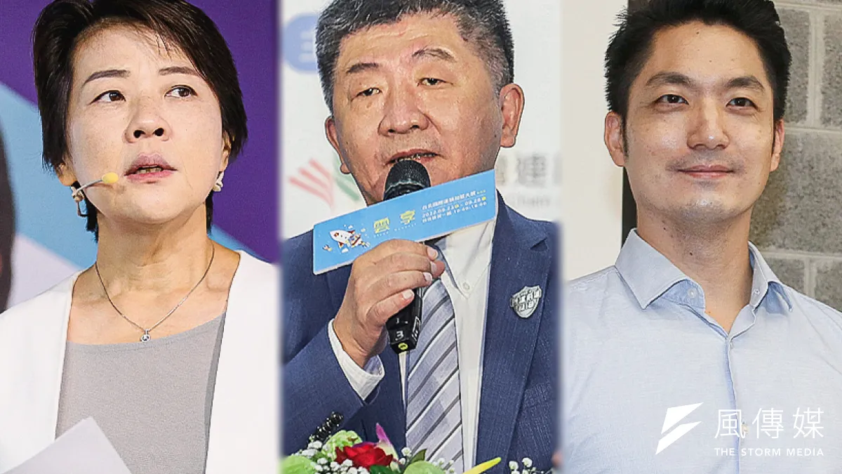 美麗島電子報日前發布最新台北市長選舉民調,國民黨參選人蔣萬安(右)29.6%、無黨籍參選人黃珊珊(左)28.1%、民進黨參選人陳時中(中)27.8%,戰況膠著。(資料照,柯承惠、陳品佑攝/影像合成:風傳媒)