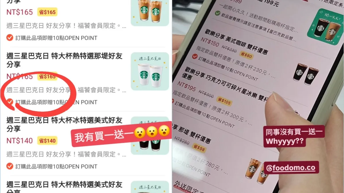 外送平台推出訂閱會員專屬優惠,除指定品項買一送一外,外送與自取皆有不同省錢方案。(圖/業者提供)