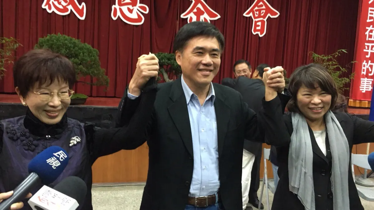 國民黨今日上午在基隆舉辦感恩茶會,前副主席郝龍斌、黃敏惠、洪秀柱都到場(郝龍斌辦公室)