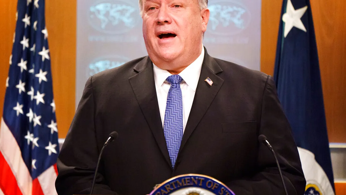 今年1月,美國前國務卿龐畢歐首次以「自由中國」稱呼臺灣,並強調該說法遵行美國的一個中國政策。(美聯社)