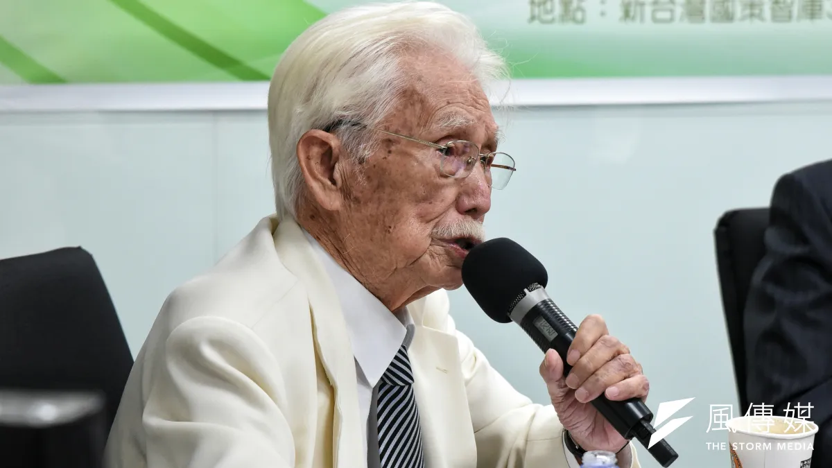 新台灣智庫創辦人辜寬敏在記者會強調,前總統陳水扁是台灣不可抹滅的歷史。(林惟崧攝)