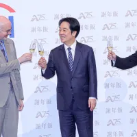 American Institute in Taiwan (AIT) Director Raymond Greene (left), President Lai Ching-te (center), and American Chamber of Commerce in Taiwan 2026 Board Chair Chen Yu-chen (right) attend the 'AmCham Taiwan 2026 Hsieh Nien Fan' on March 26. American Institute in Taiwan (AIT) Director Raymond Greene (left), President Lai Ching-te (center), and American Chamber of Commerce in Taiwan 2026 Board Chair Chen Yu-chen (right) attend the 'AmCham Taiwan 2026 Hsieh Nien Fan' on March 26.