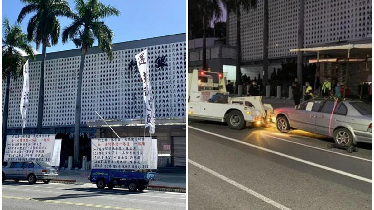 台南傳奇之一之抗議車如今被拖吊。(圖/翻攝自台南式臉書) 台南傳奇之一之抗議車如今被拖吊。(圖/翻攝自台南式臉書)