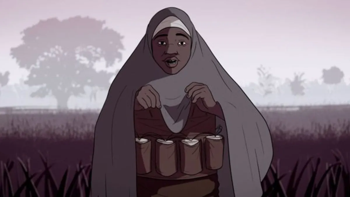 法爾瑪塔身上被捆上了炸彈帶,被迫執行自殺式襲擊。(BBC中文網)