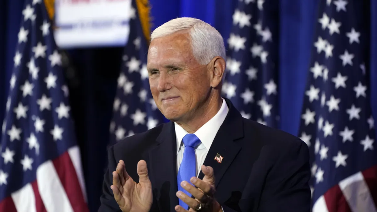 2023年6月7日,美國前副總統彭斯(Mike Pence)於愛荷華州正式宣布投入共和黨初選,參戰2024總統大選。(AP)