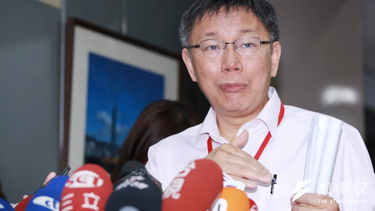 台北市長柯文哲13日出席里長會議會前記者會。(林韶安攝)