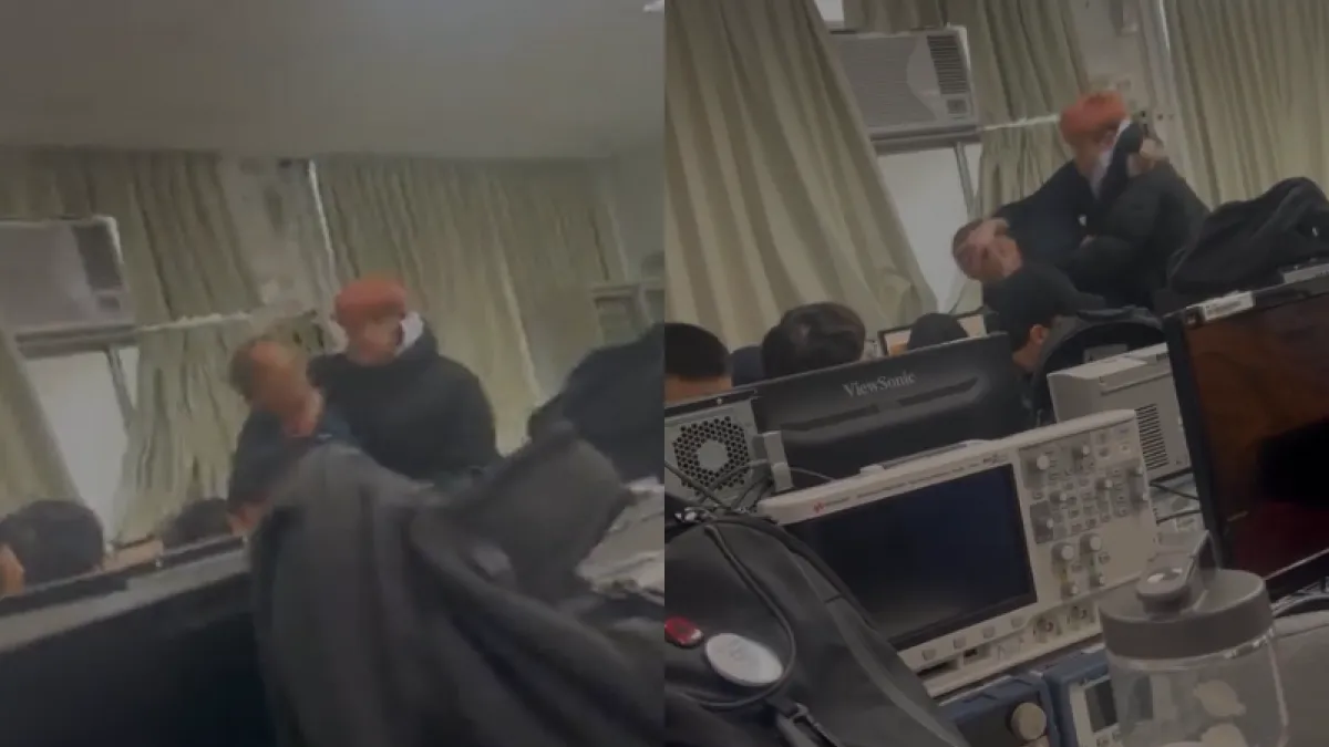 龍華科技大學一名學生疑因不滿上課禁飲食規定,在教室內與老師發生肢體衝突。(圖/翻攝自Dcard)