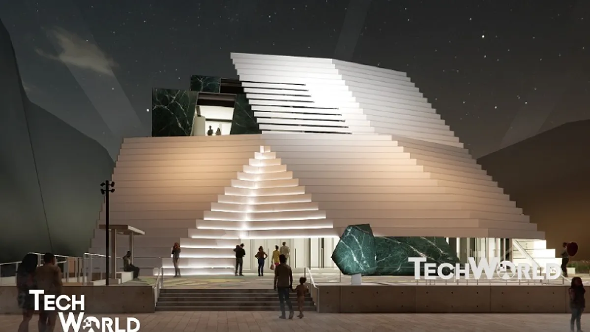 2015年的上海世博「台灣館」面向世界,2025年大阪世博只能以TECH WORLD館」的名義參加。(Expo2025techworld 官方臉書)
