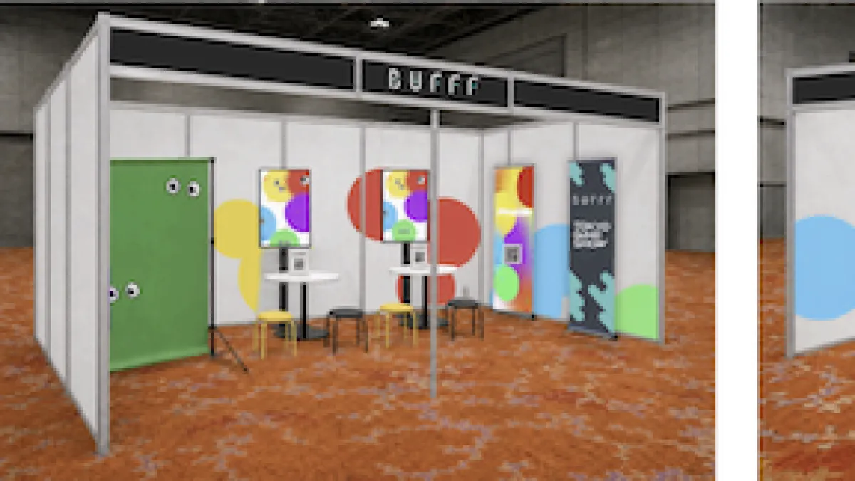 Bufffは東京ゲームショウ2026に初出展し、子どもたちが描いた絵や撮影した写真をその場でゲームに取り込んで楽しめる体験ブースを展開する。(株式会社Bufff提供)