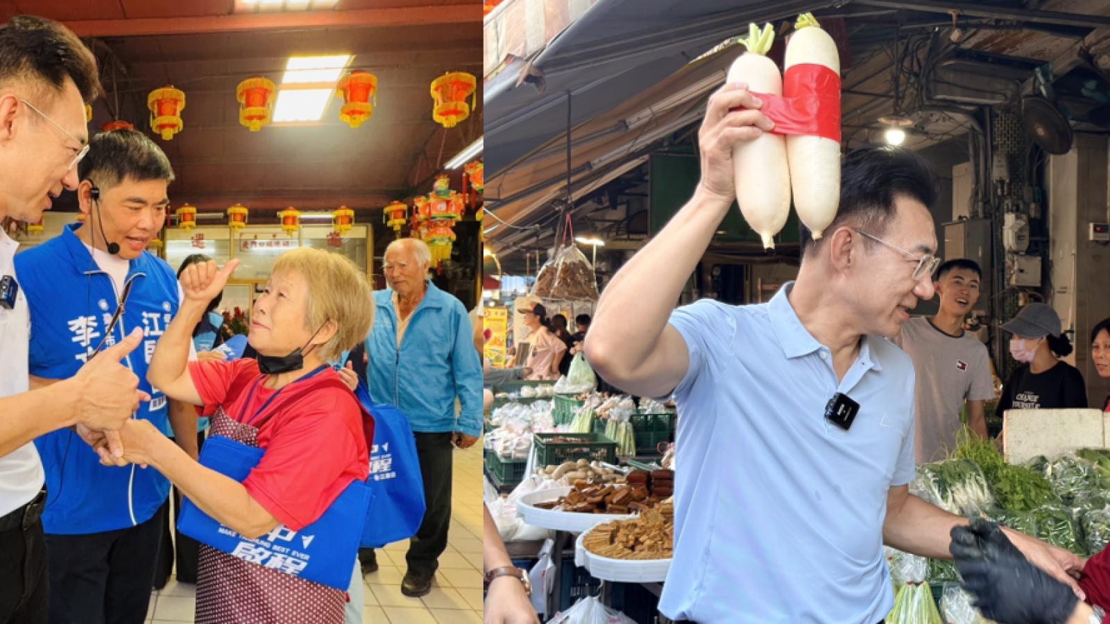 江啟臣大甲第二市場掃街 民眾提問居住地親回:一直住在豐原.新店是太太娘家