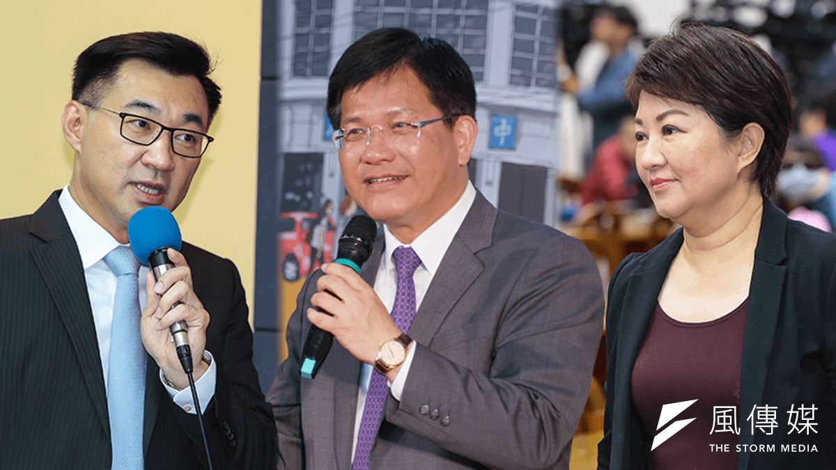 繼國民黨立委盧秀燕(右)宣布參選台中市長後,同黨籍立委江啟臣(左)也跟進表態,而台中市長林佳龍(中)佔有現任優勢。(顏麟宇、盧逸峰攝/影像合成:風傳媒) 繼國民黨立委盧秀燕(右)宣布參選台中市長後,同黨籍立委江啟臣(左)也跟進表態,而台中市長林佳龍(中)佔有現任優勢。(顏麟宇、盧逸峰攝/影像合成:風傳媒)