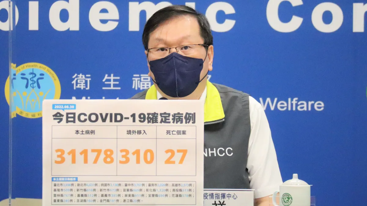 中央流行疫情指揮中心宣布,國內30日新增3萬1178例新冠肺炎本土病例。(中央流行疫情指揮中心提供)